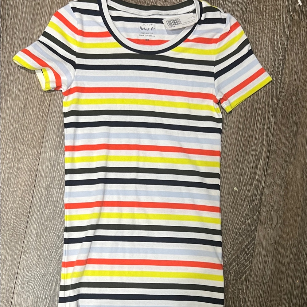 J. Crew Striped Tee - White, Black, Neon Yellow, Neon Orange